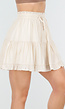 Beige Skort met Volants en Elastische Tailleband