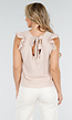 Beige Mouwloze Top met Volants bij de Schouders en Strik