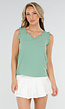 Groene Mouwloze Top met V-Hals en Volants