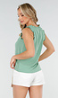 Groene Mouwloze Top met V-Hals en Volants