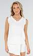 Witte Mouwloze Top met V-Hals en Volants