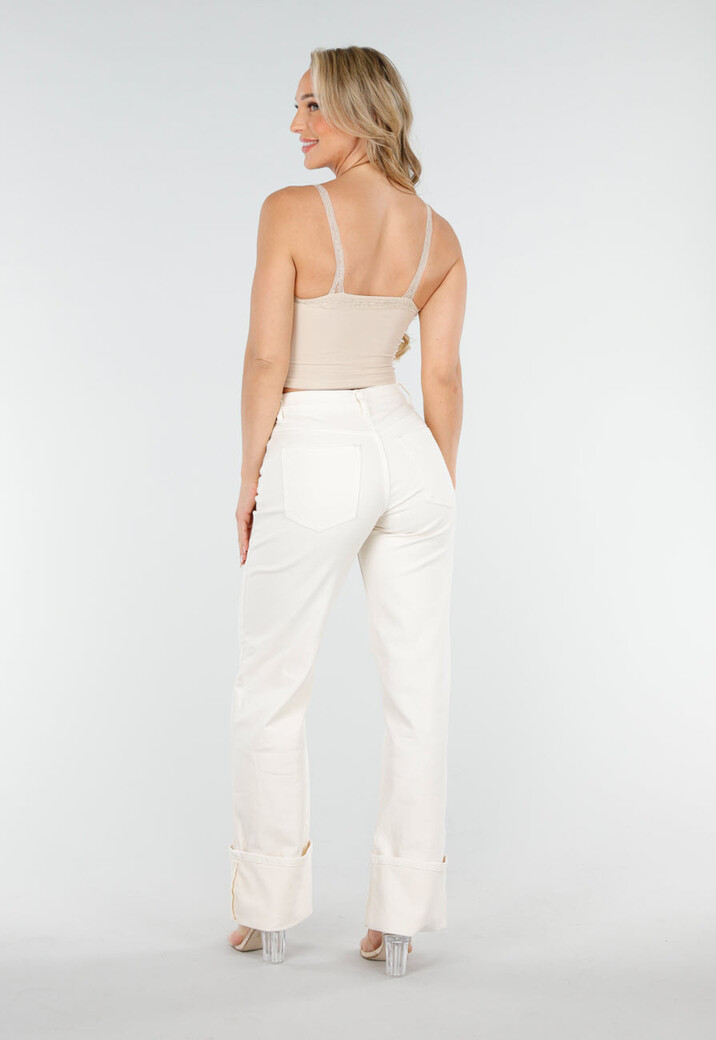 Beige Mesh Crop Top met Kant, V-Hals en Pads