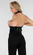 Zwarte Haltertop met Pailletten en Open Rug
