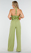 Groene Pailletten Haltertop met Open Rug