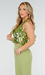 Groene Pailletten Haltertop met Open Rug