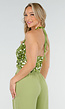 Groene Pailletten Haltertop met Open Rug