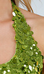 Groene Pailletten Haltertop met Open Rug