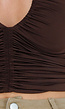 Bruine Haltertop met Plooien, Open Rug en Stretch