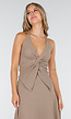Taupe Halter Set met Geknoopte Top en Stretch