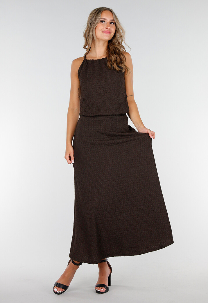 Bruine Set met Hooggesloten Top en Stretch