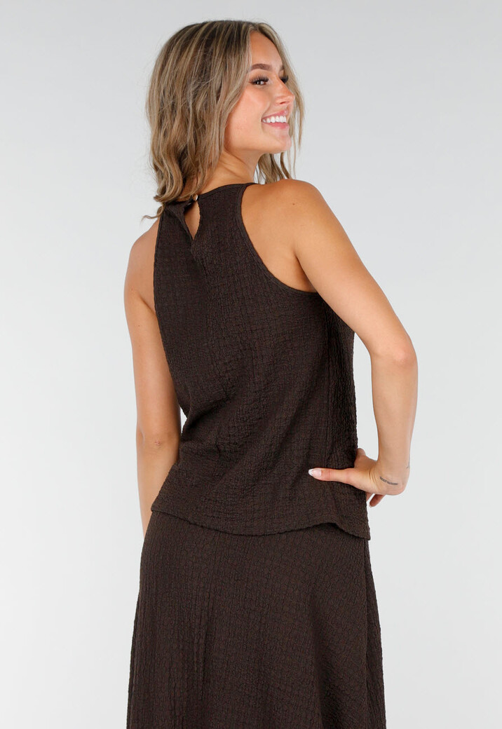 Bruine Set met Hooggesloten Top en Stretch