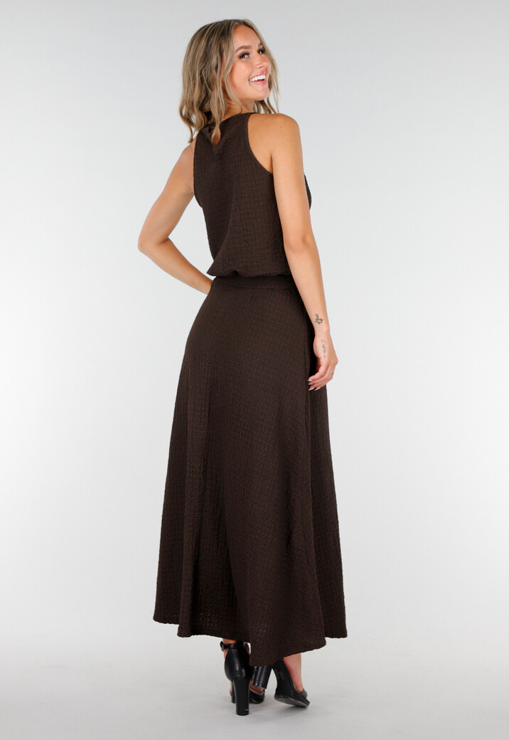 Bruine Set met Hooggesloten Top en Stretch