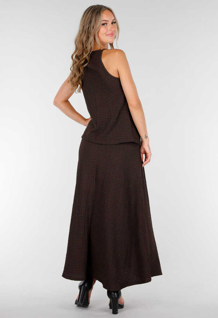 Bruine Set met Hooggesloten Top en Stretch
