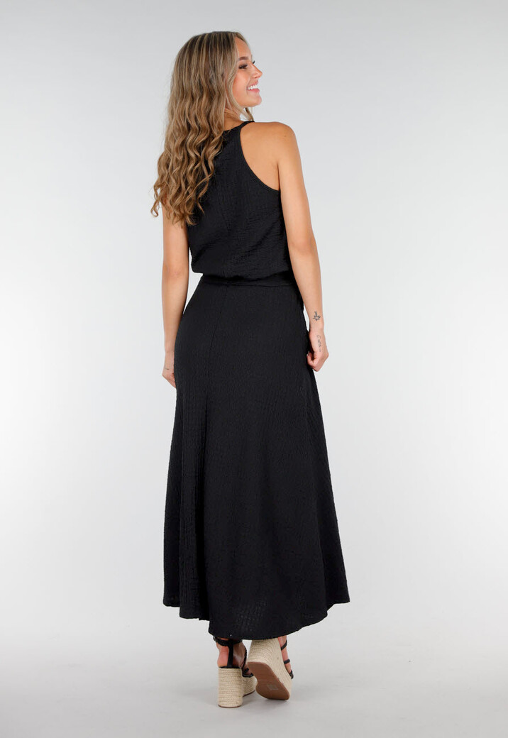 Zwarte Maxi Set met Hooggesloten Top en Stretch