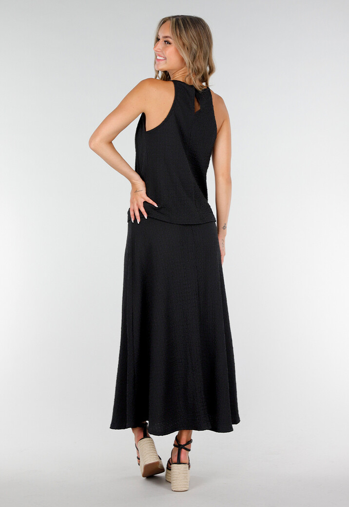 Zwarte Maxi Set met Hooggesloten Top en Stretch