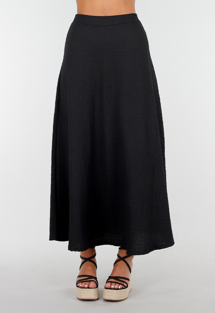 Zwarte Maxi Set met Hooggesloten Top en Stretch