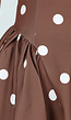 Bruine Retro Jurk met Witte Polkadots en Strik