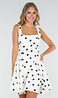 Witte Polkadot Jurk met Stretch en Ingewerkte Pads