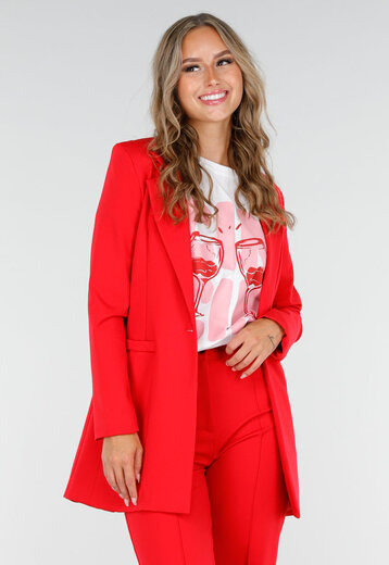 Rode Halflange Stretch Blazer