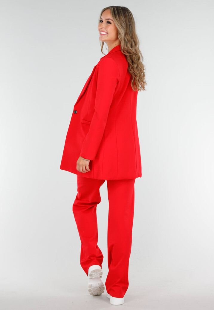 Rode Half Lange Blazer met Stretch