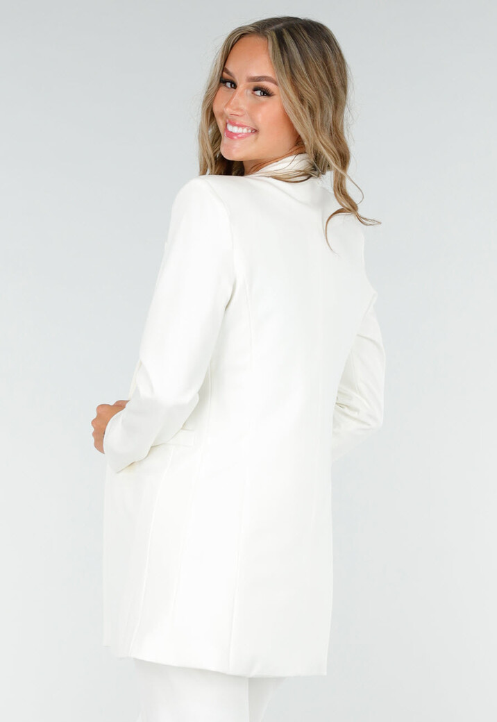 Stretchy Classy Halflange Blazer in Offwhite