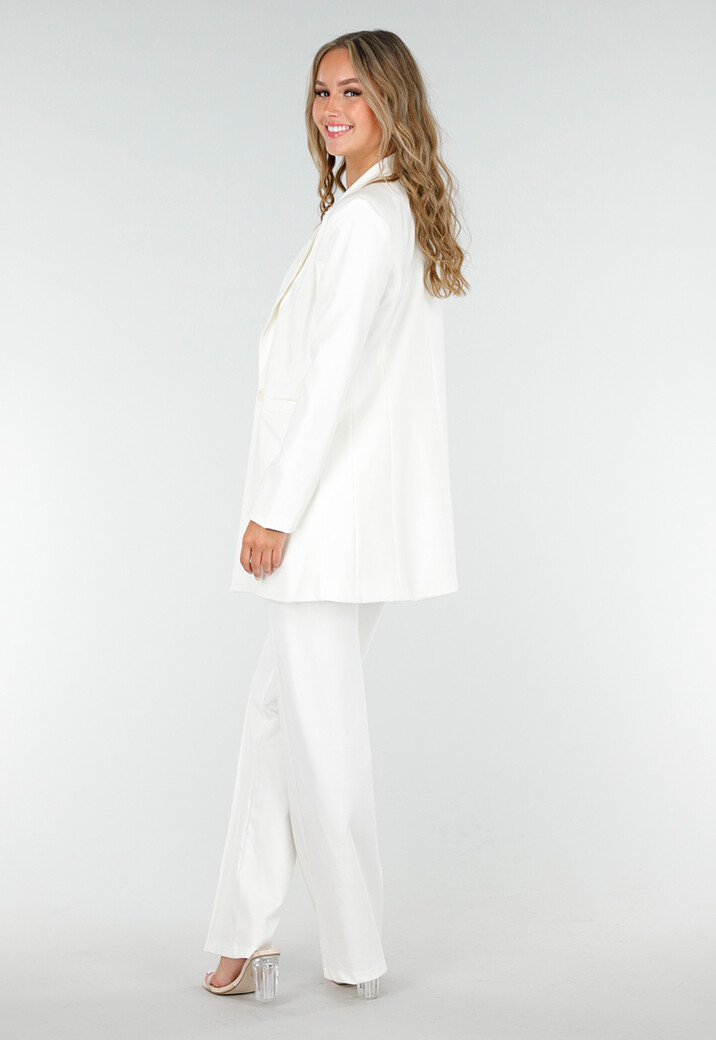 Stretchy Classy Halflange Blazer in Offwhite