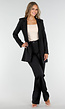 Zwarte Halflange Blazer met Stretch en Schoudervulling