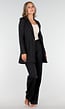 Zwarte Halflange Blazer met Stretch en Schoudervulling