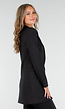 Zwarte Halflange Blazer met Stretch en Schoudervulling
