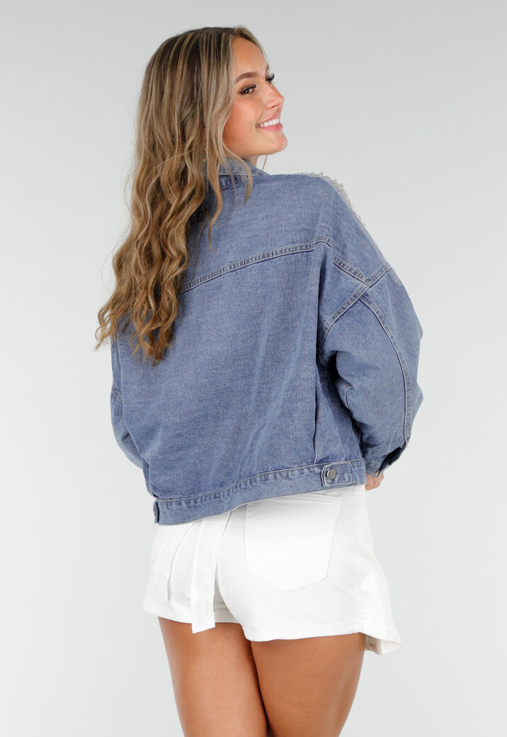 Blauw Denim Jasje met Glitter Details