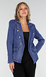 Donkerblauwe Jeans Blazer met Buttons