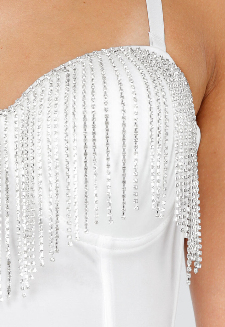 Witte Push Up Strass Bustier
