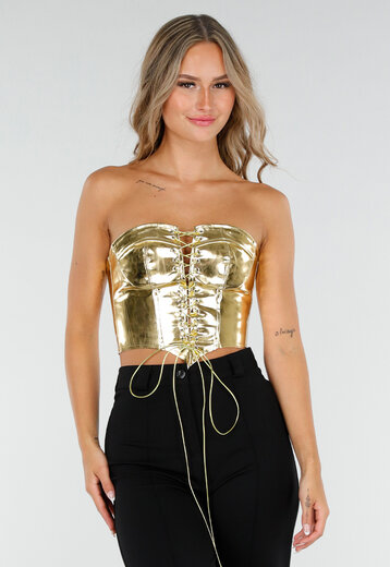 Metallic Gouden Korset Top