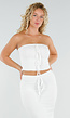 Wit Maxi 2-Piece Set met Stretch en Gehaakte Look