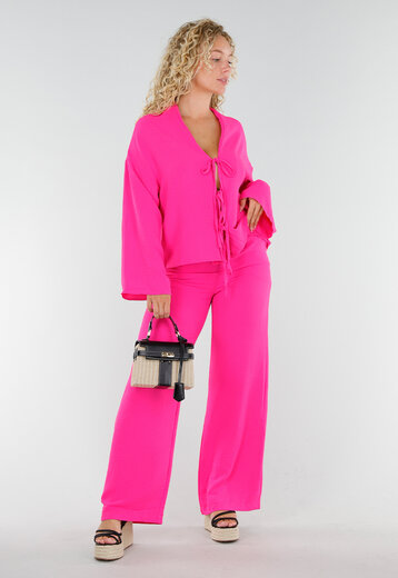 Felroze Set met Strik en Stretch