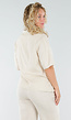 Beige Linnenlook Set met Rechte Broek en Blazer Top