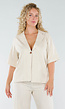 Beige Linnenlook Set met Rechte Broek en Blazer Top