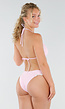 Roze Geruite Triangel Bikinitop met Crochet Detail