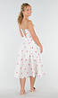 Witte Midi Jurk met Bloemenprint en Korsetdetail