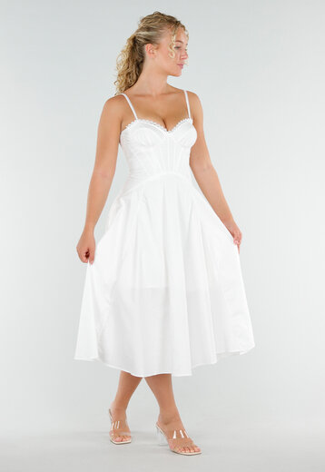 Witte Midi Jurk met Korset