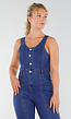 Blauwe Mouwloze Denim Flared Jumpsuit Stretch