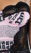 Roze Zwarte Body met Krantenprint en Kantdetails
