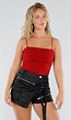 Rode Stretch Top met Pads en Spaghettibandjes