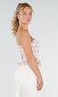 Roze Strapless Korset Top met Bloemenprint en Kant