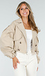 Korte Trench Coat in Beige met Pofmouwen en Knopen