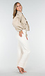 Korte Trench Coat in Beige met Pofmouwen en Knopen