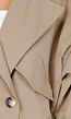 Korte Trench Coat in Camel met Pofmouwen en Knopen