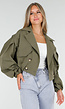 Korte Trench Coat in Armygroen met Double-Breasted Sluiting
