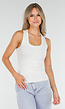 Lichtgrijze Rib Tanktop met Stretch en Brede Schouderband