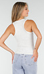 Lichtgrijze Rib Tanktop met Stretch en Brede Schouderband